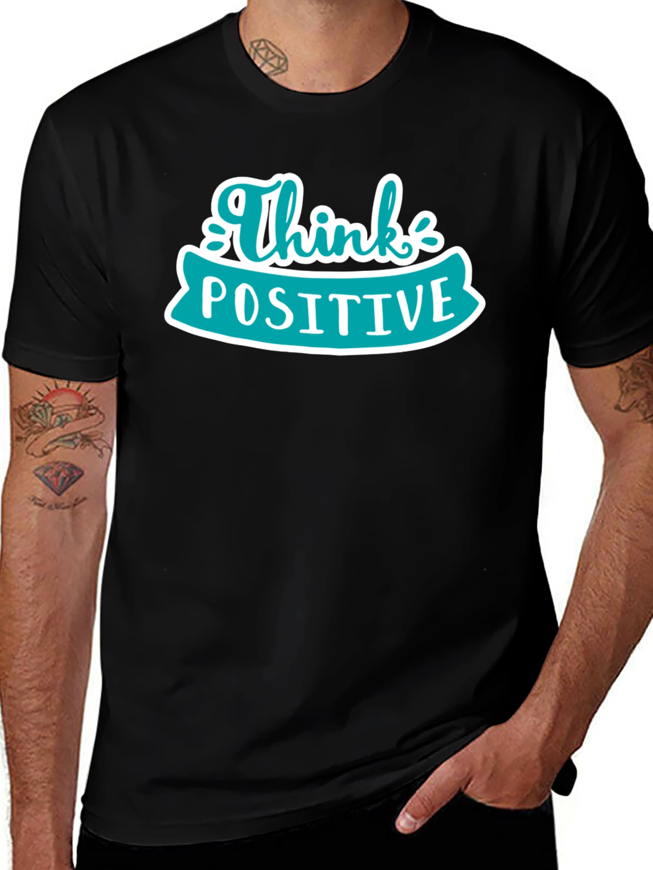 Variant 19 of Think Positive Graphic Tee - Black Casual Shirt