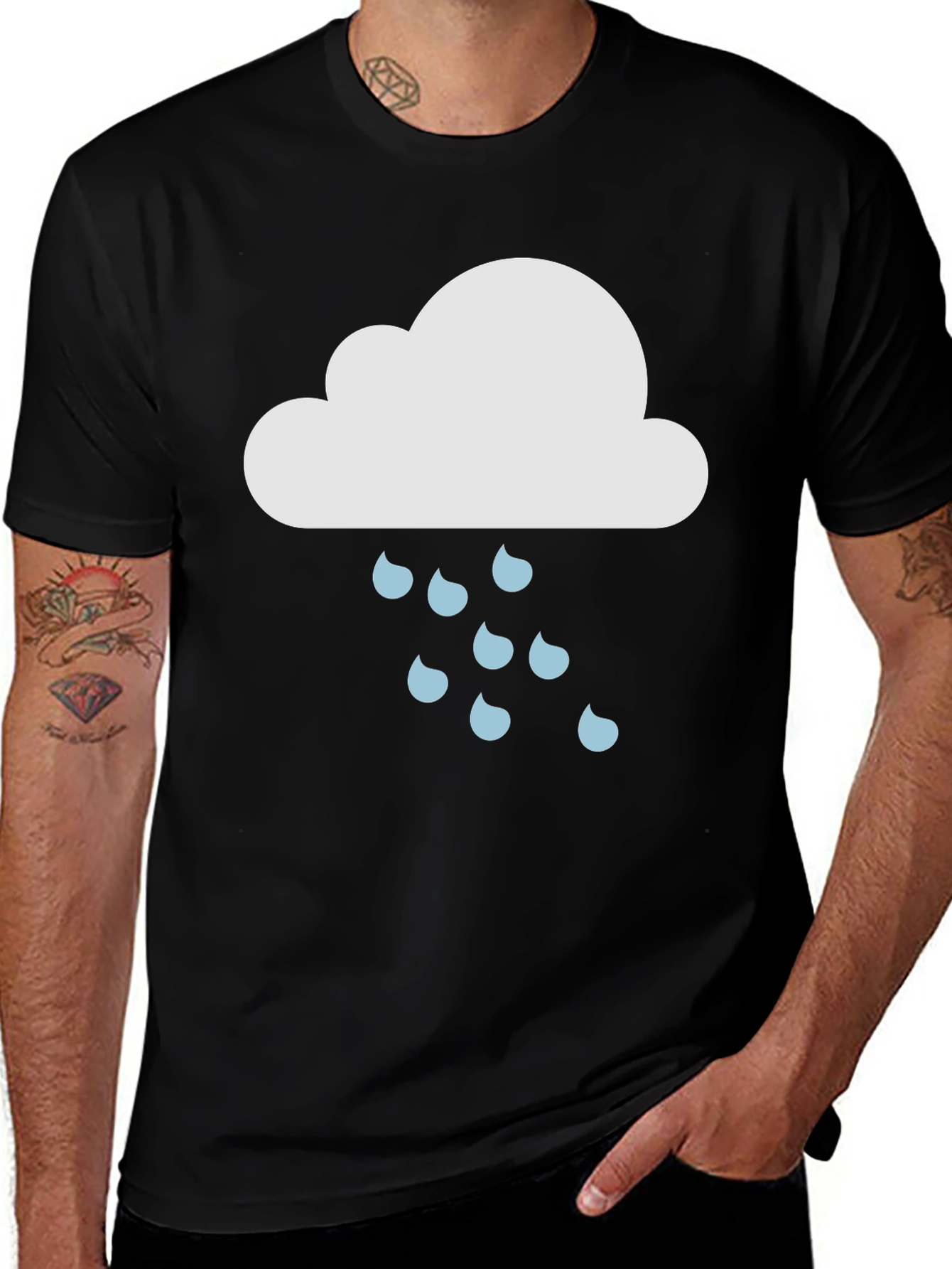 Variant 28 of Rain Cloud Graphic Tee - Black Cotton T-Shirt