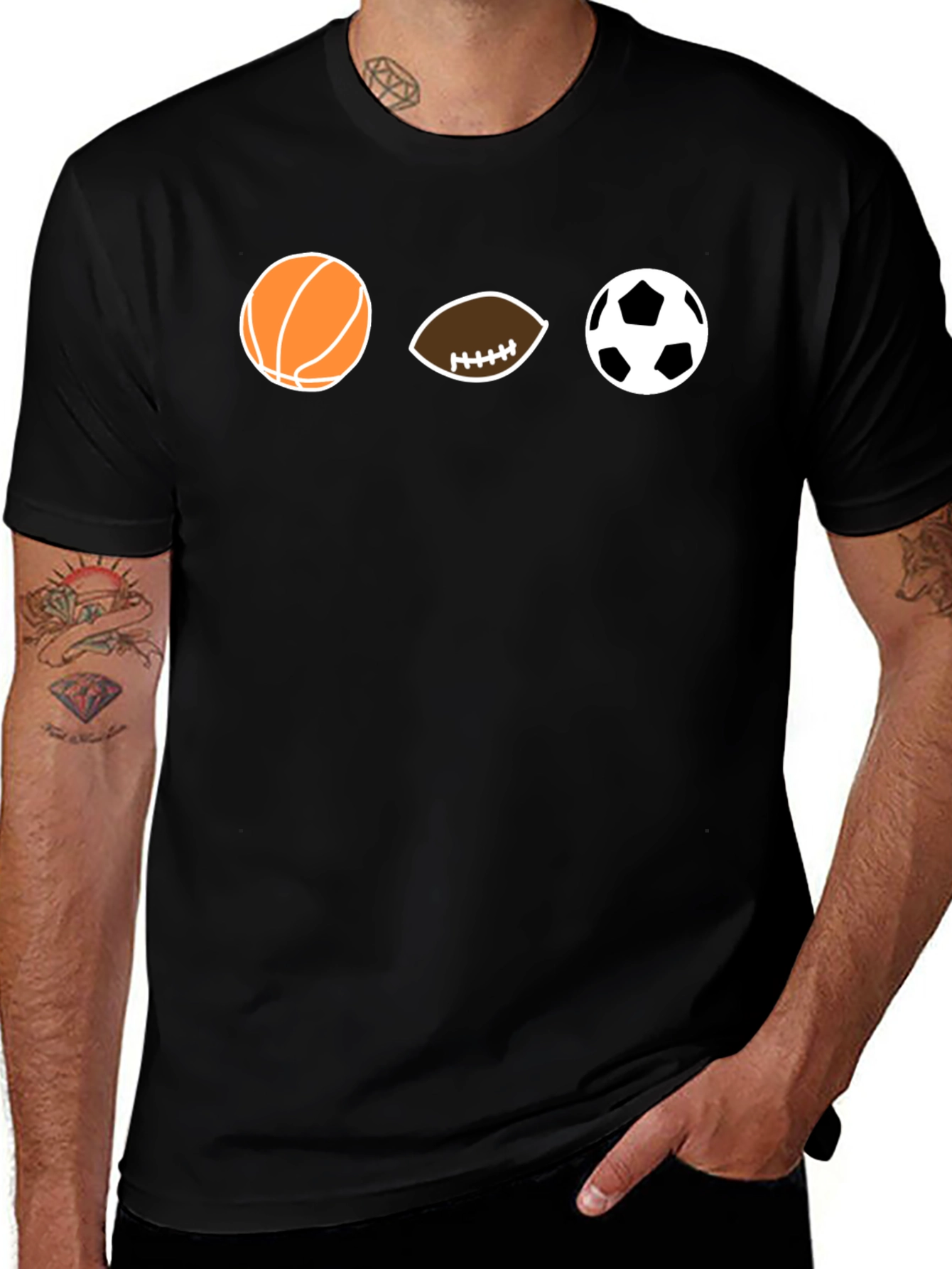 Variant 7 of Sports Ball Trio Black T-Shirt