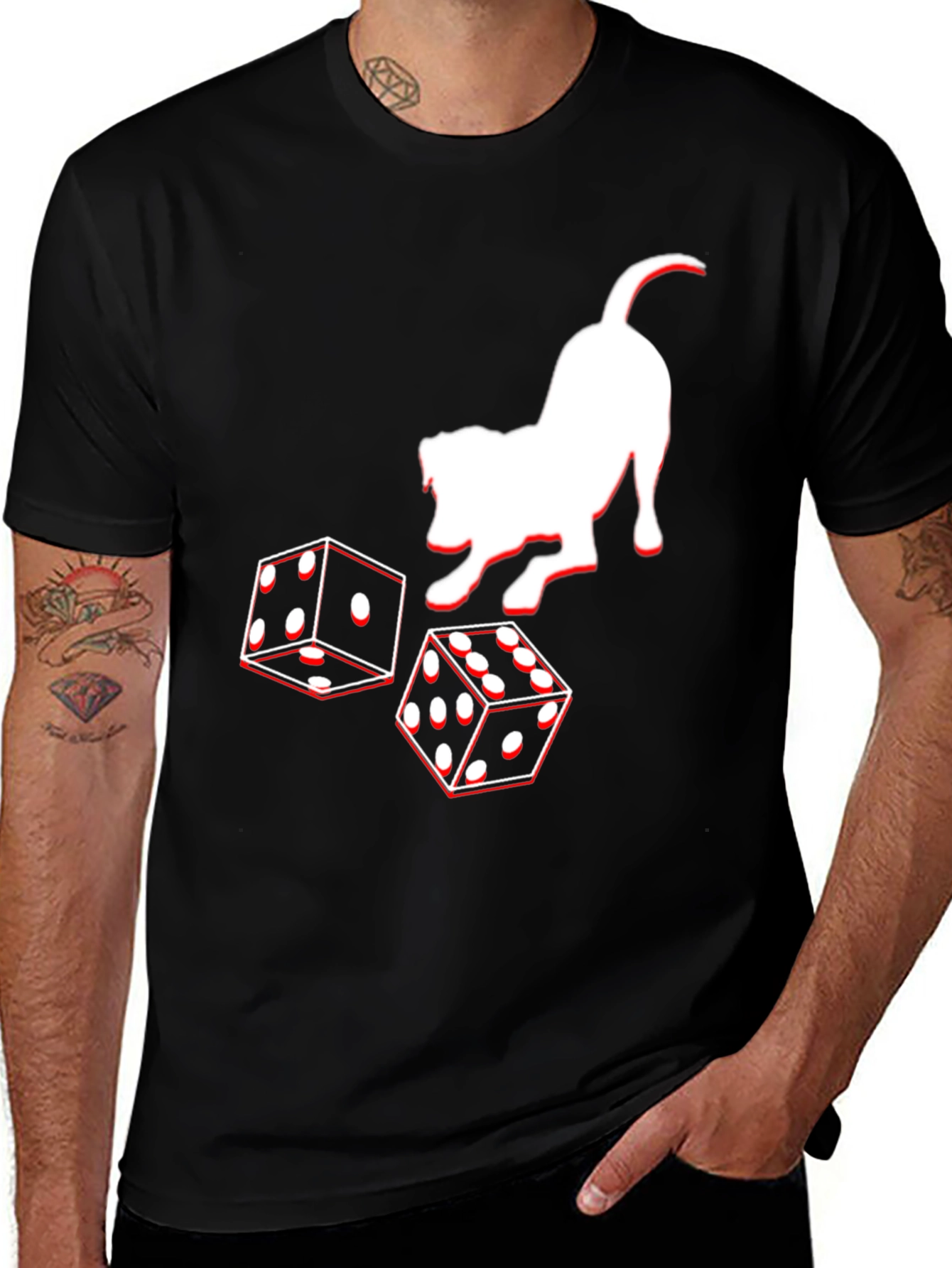 Variant 20 of Dog and Dice Graphic Tee - Black Casual T-Shirt