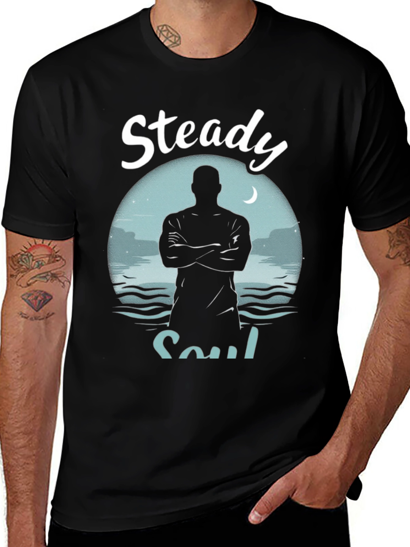 Variant 4 of Steady Soul Graphic Tee - Men's Black T-Shirt