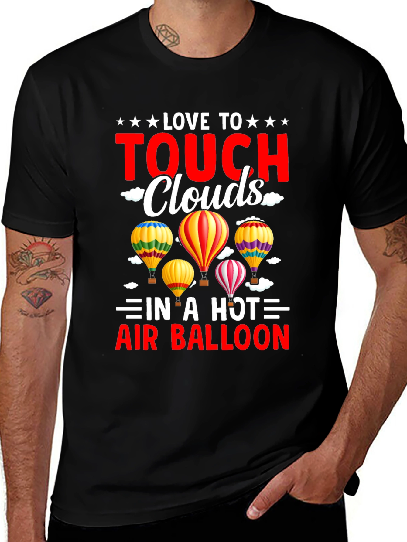 Variant 14 of Love to Touch Clouds T-Shirt Hot Air Balloon Tee
