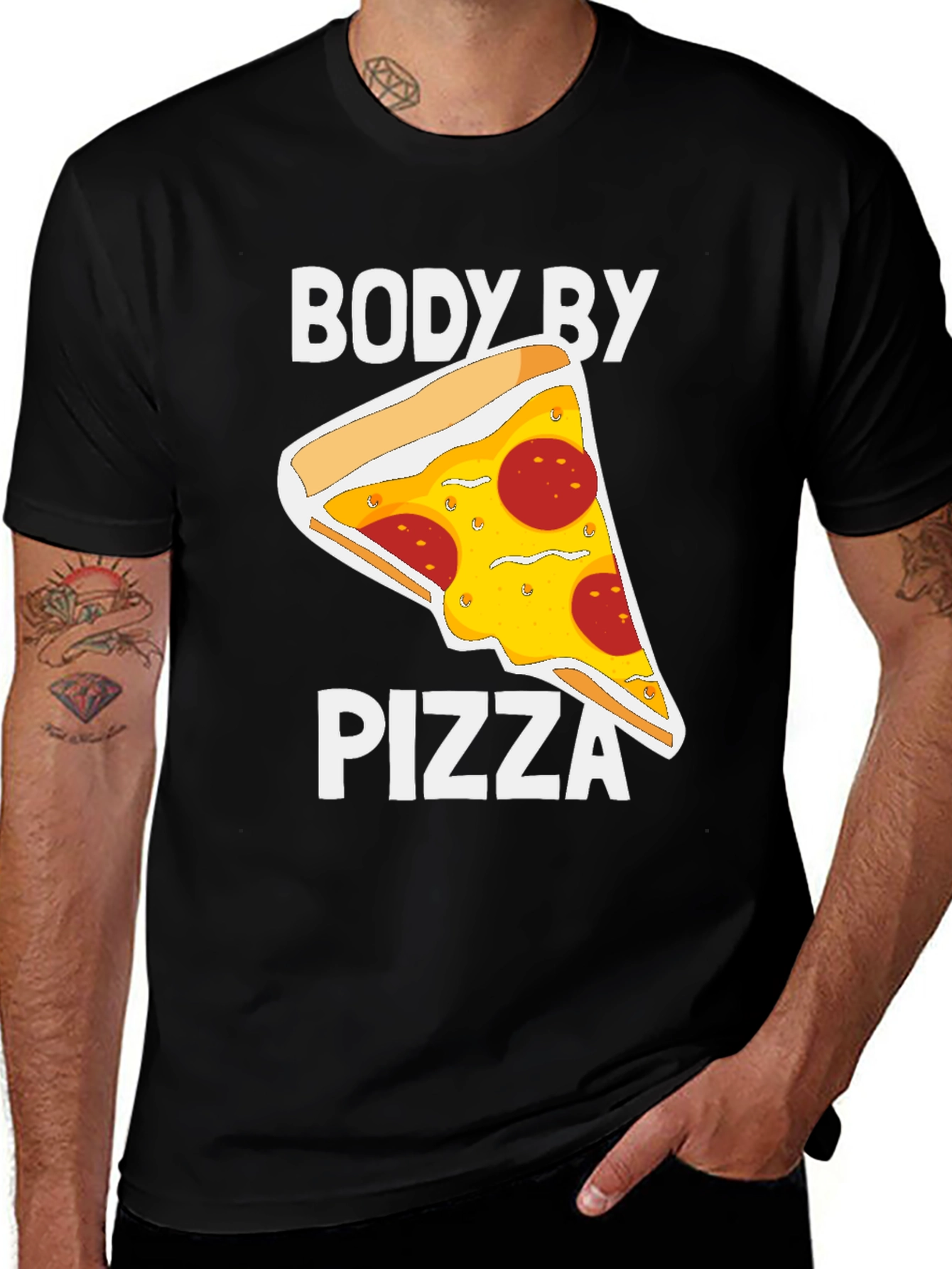 Variant 22 of Body By Pizza Funny Graphic T-Shirt