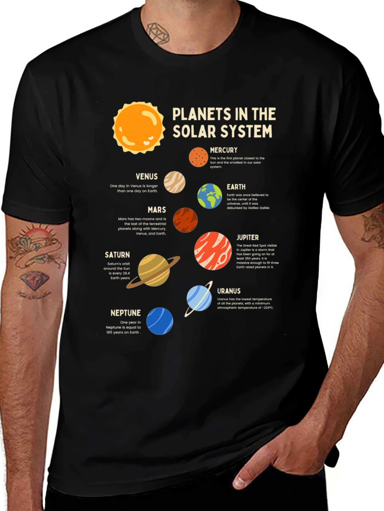 Variant 23 of Solar System Planets Graphic T-Shirt - Astronomy Tee