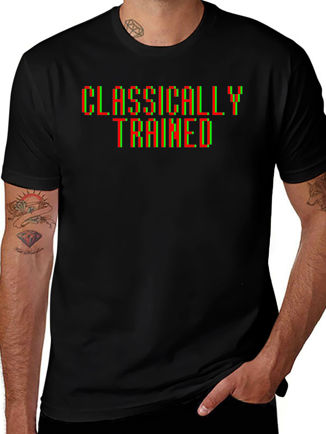 Variant 27 of Classically Trained Black T-Shirt - Retro Gaming Style