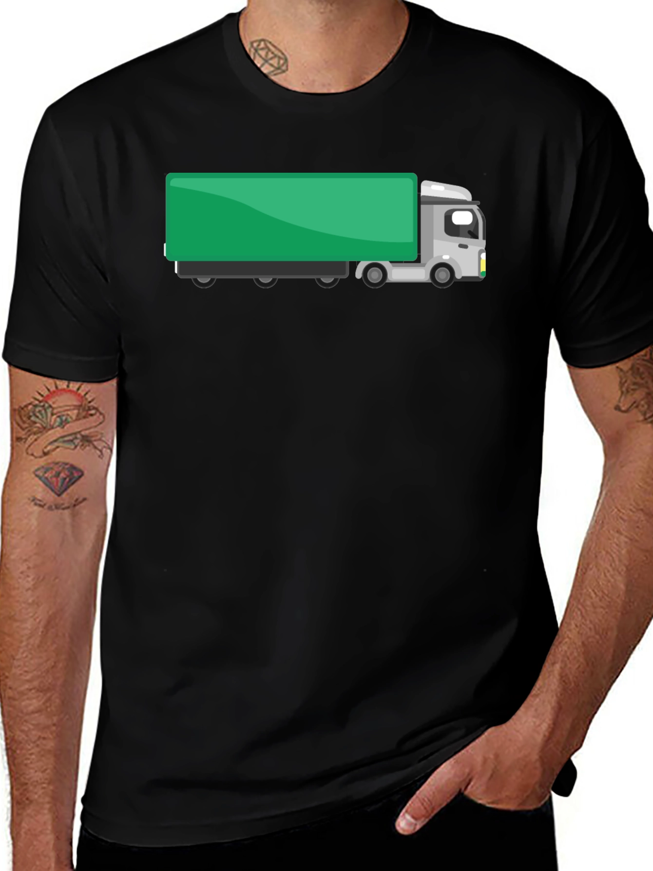 Variant 28 of Truck Graphic T-Shirt - Black Cotton Tee
