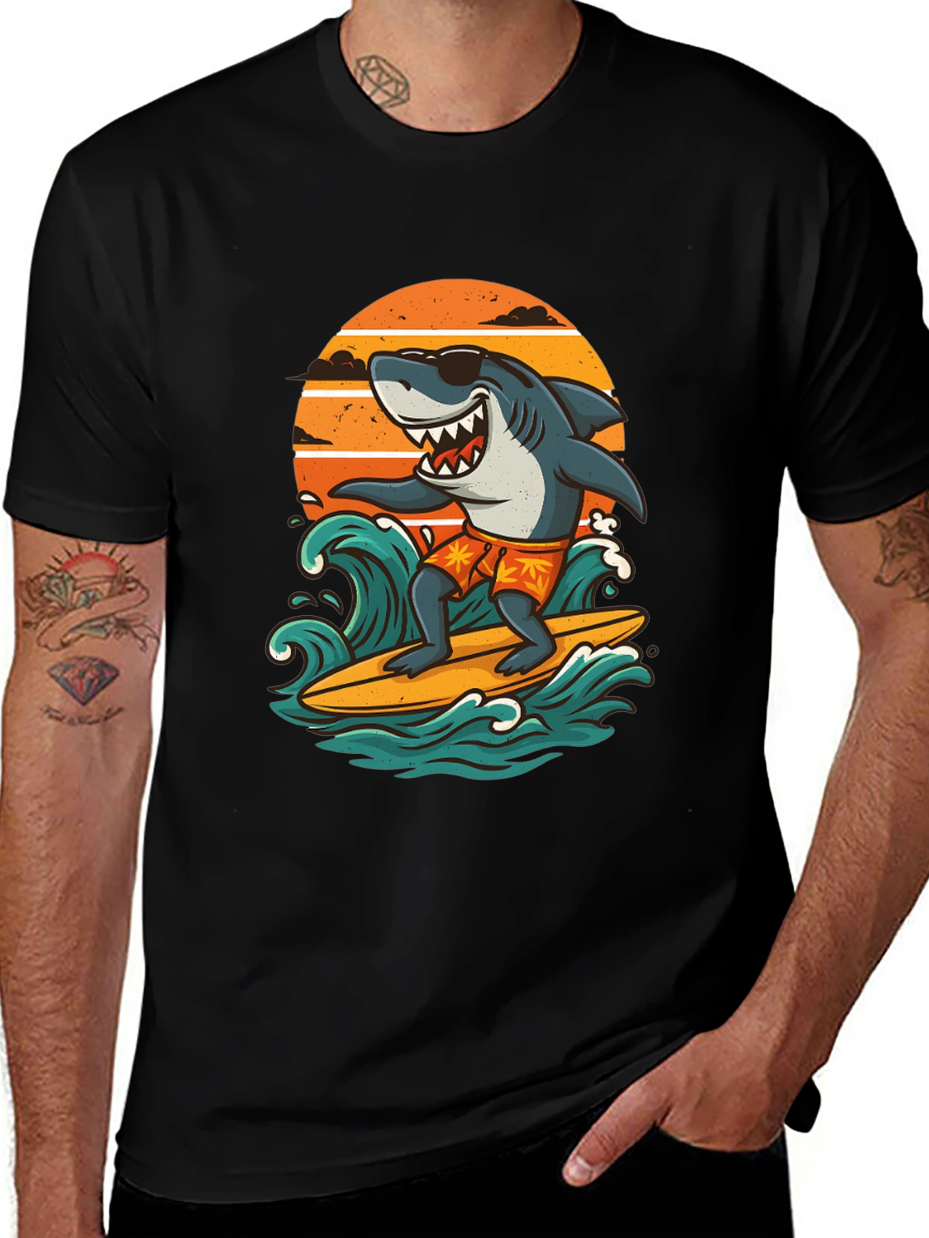 Variant 10 of Surfing Shark Graphic Tee