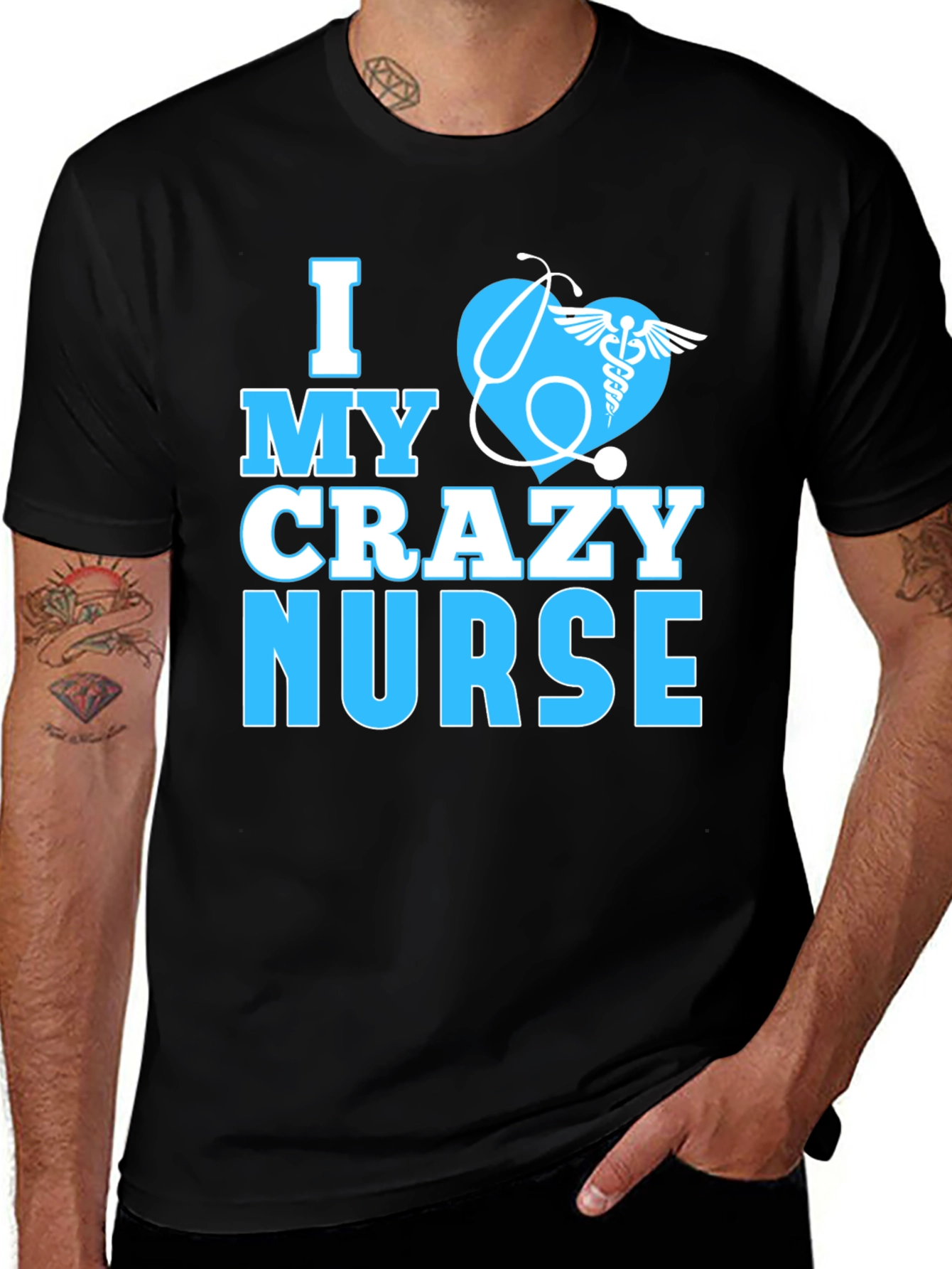 I Love My Crazy Nurse Black T-Shirt