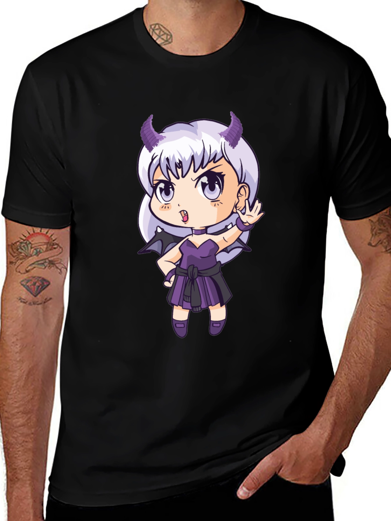 Variant 24 of Anime Devil Girl T-Shirt - Black Cotton Tee