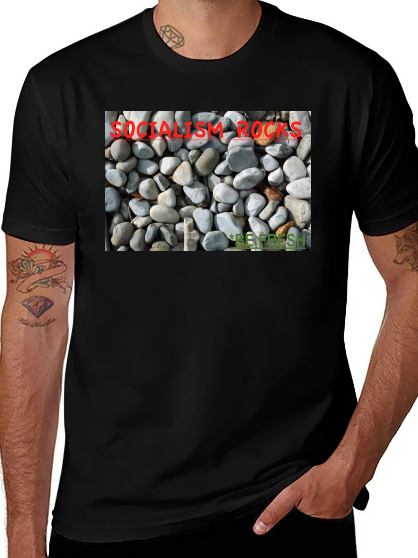 Variant 28 of Socialism Rocks T-Shirt - Unique Pebble Design