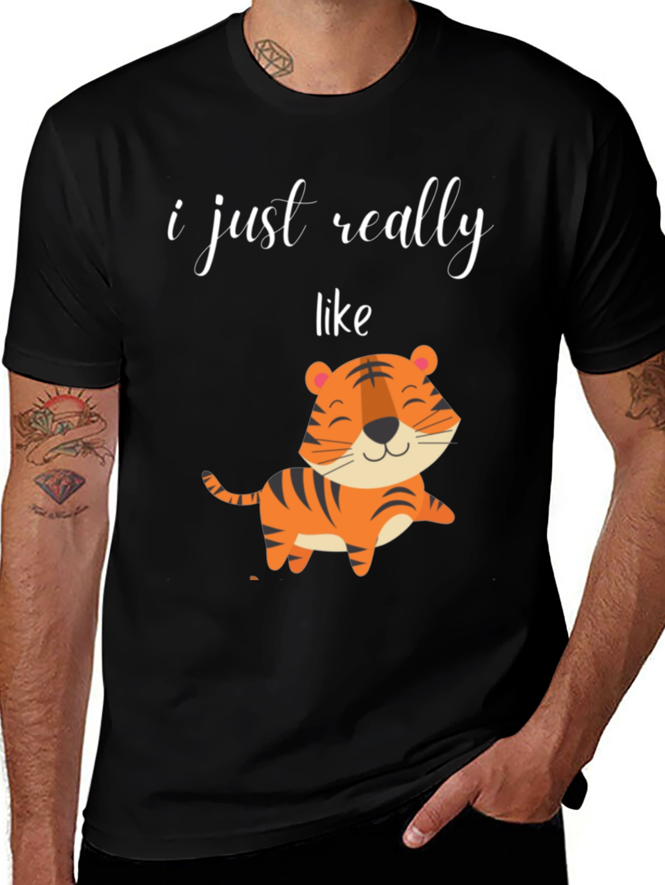 Variant 11 of Cute Tiger Graphic Tee - I Just Really Like Tigers T-Shirt