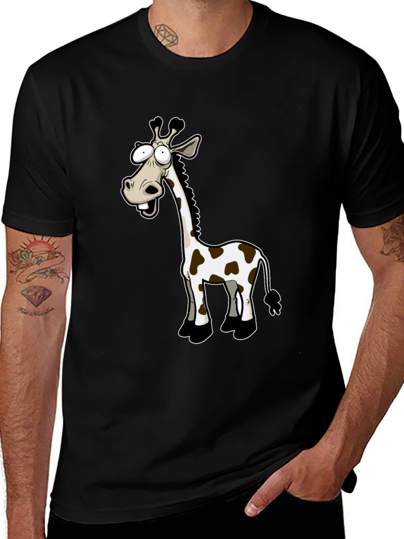 Variant 16 of Cartoon Giraffe Black T-Shirt