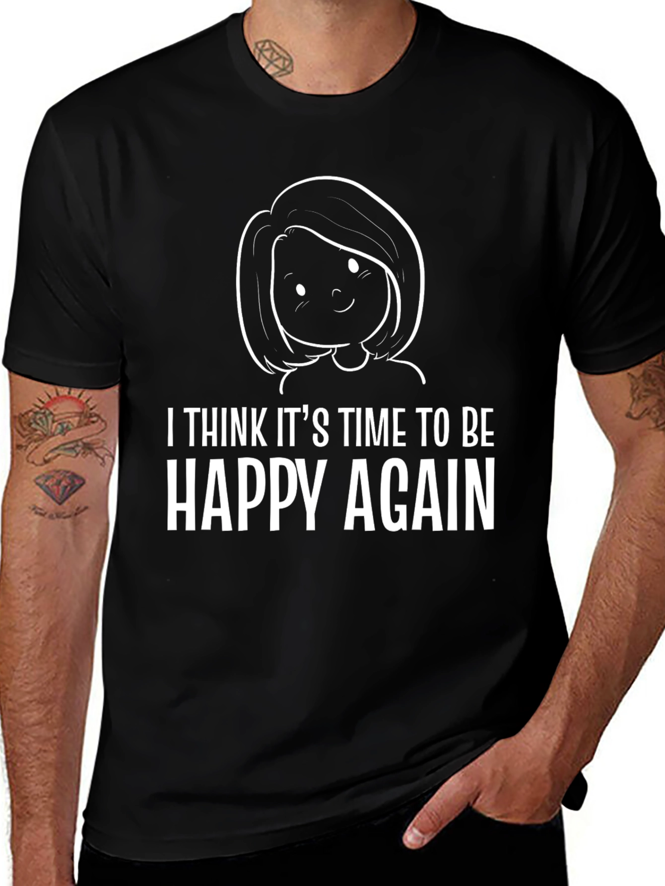 Variant 29 of Happy Again Graphic Tee - Comfort Fit Black T-Shirt