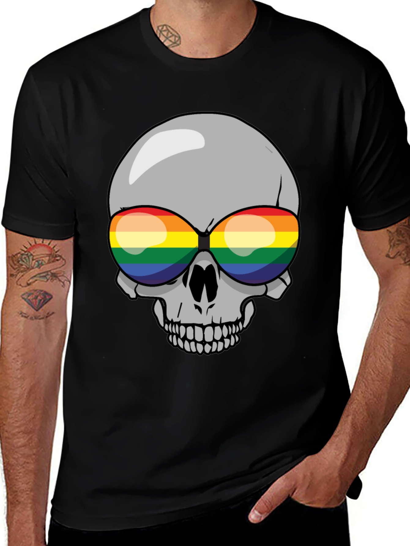 Variant 14 of Skull with Pride Sunglasses Graphic Tee