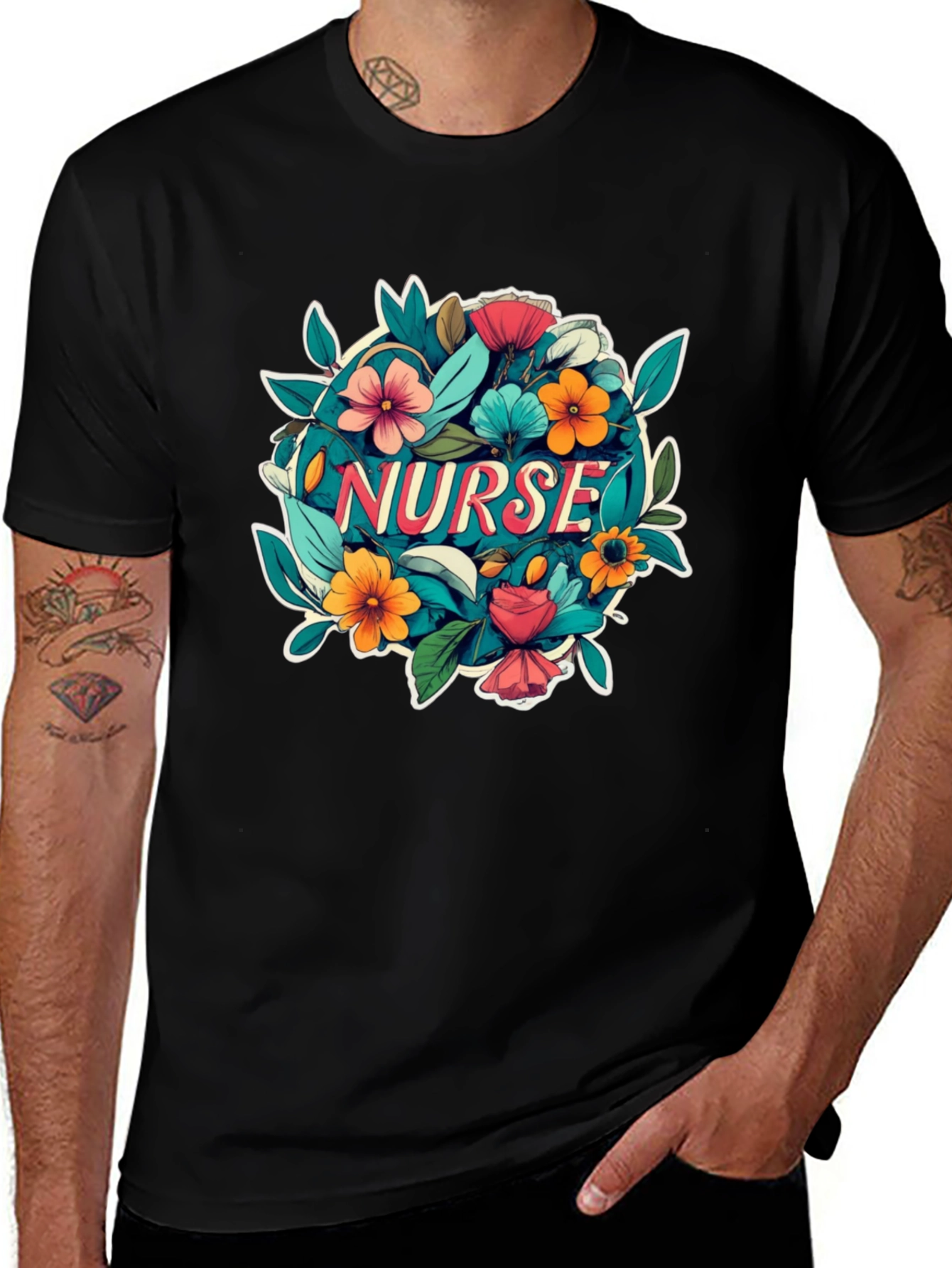 Variant 10 of Nurse Floral T-Shirt - Gift for Nurses
