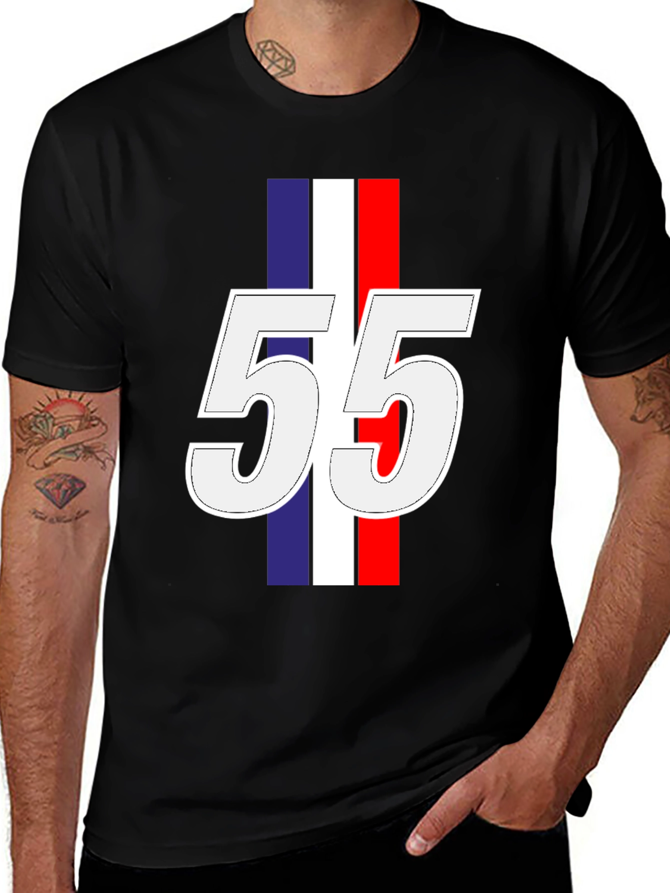 Variant 8 of Retro Style 55 T-Shirt - French Flag Inspired Design