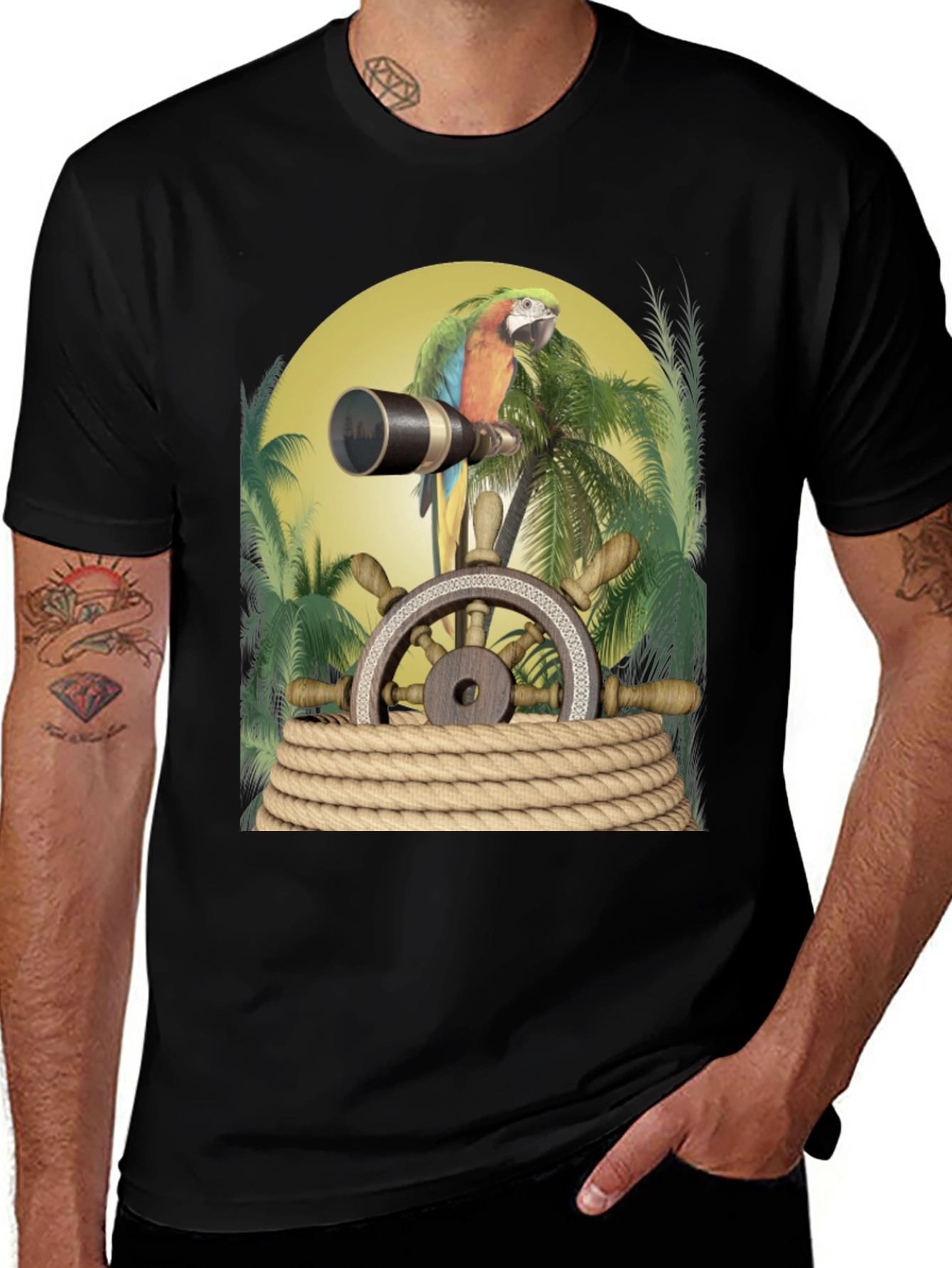 Variant 16 of Parrot Pirate T-Shirt - Novelty Graphic Tee