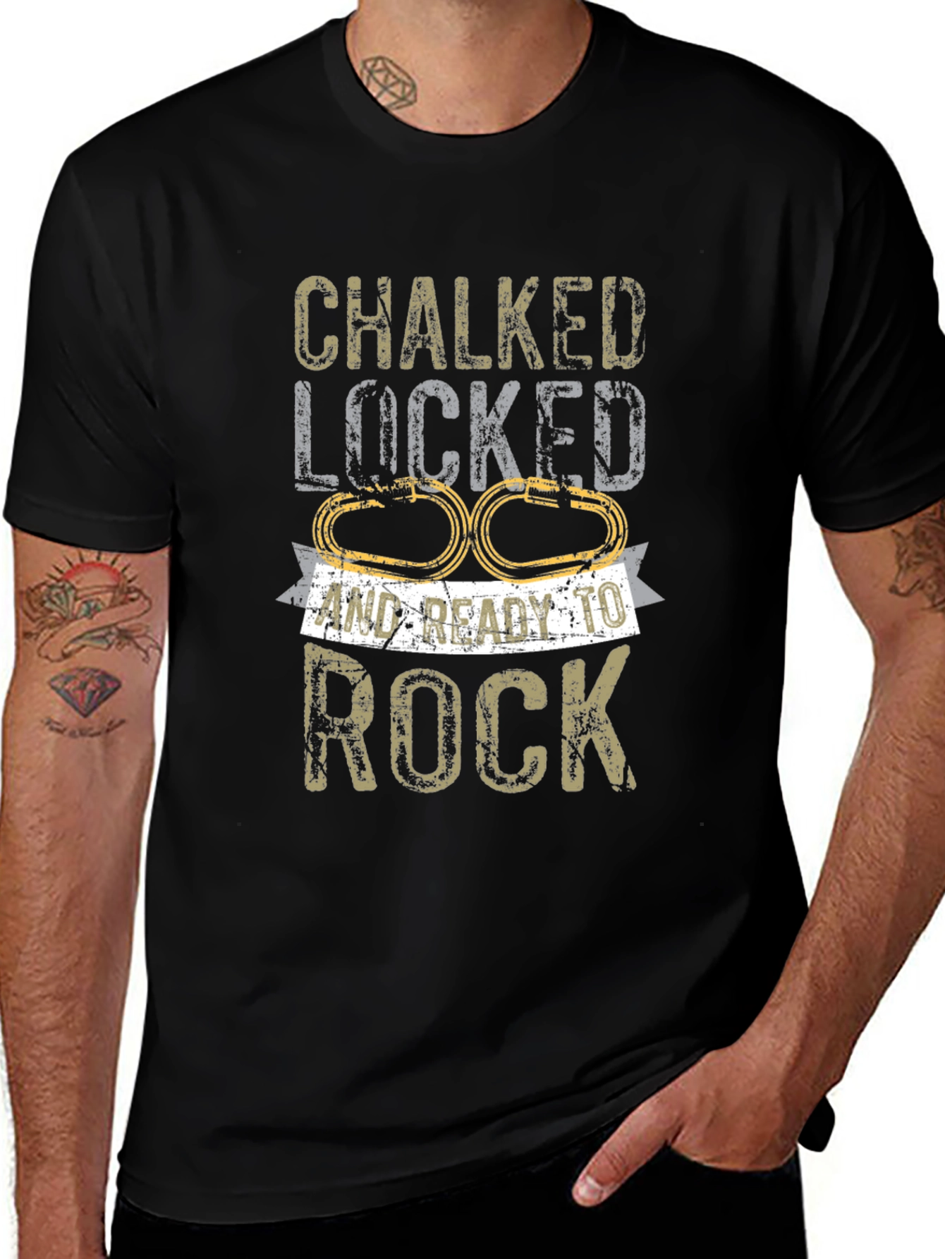 Variant 12 of Chalked Locked Ready to Rock Climbing T-Shirt