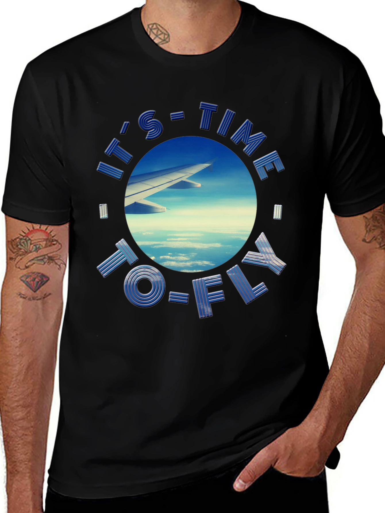 Variant 10 of It's Time to Fly Graphic Tee - Airplane Wing Design