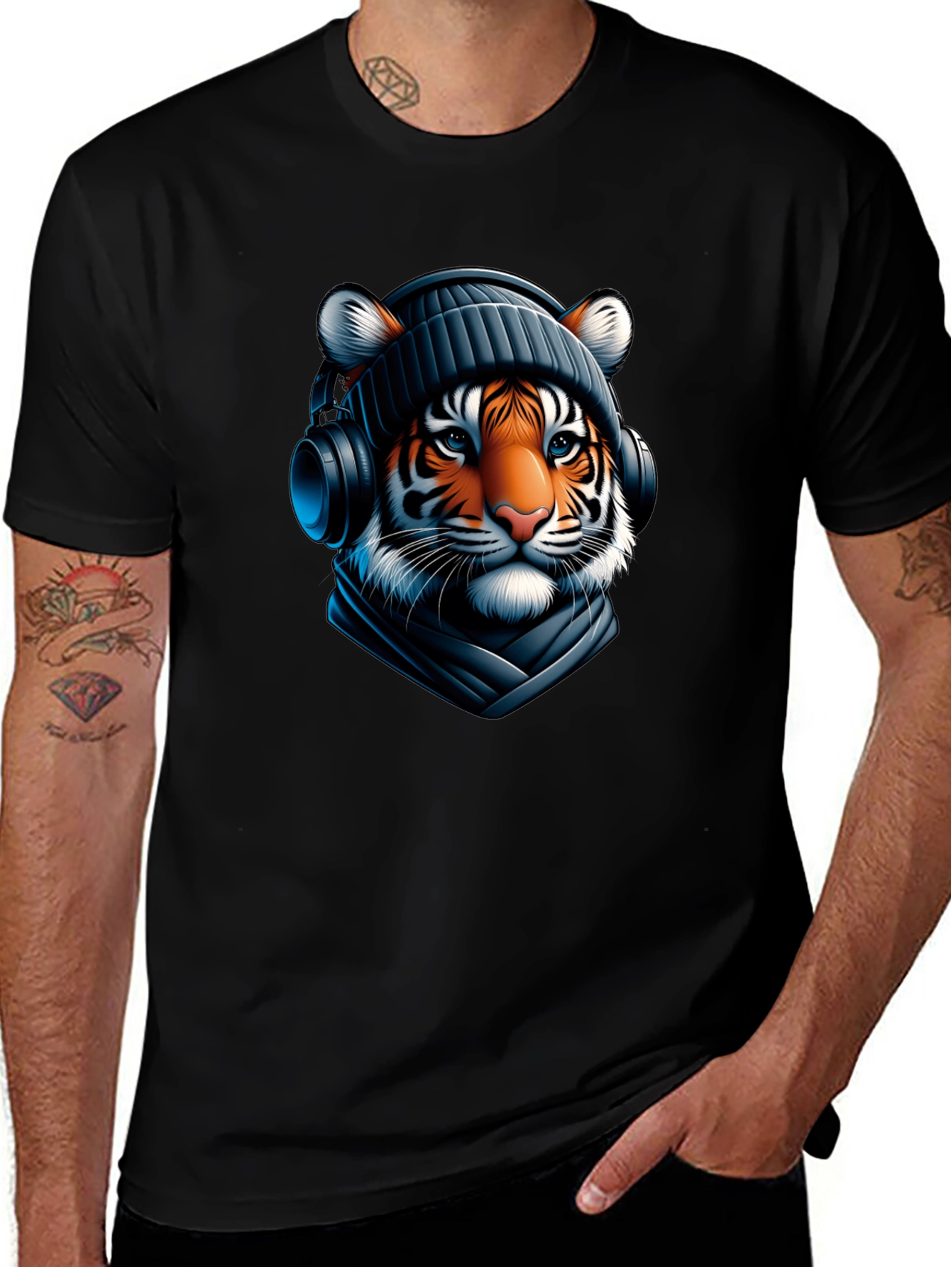 Variant 12 of Tiger with Headphones Graphic Tee