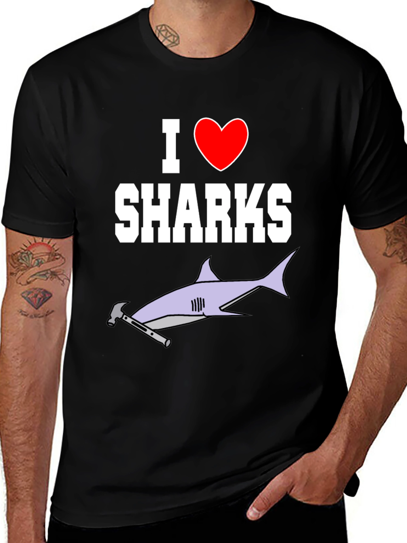 Variant 27 of I Love Sharks T-Shirt Hammerhead Graphic Tee