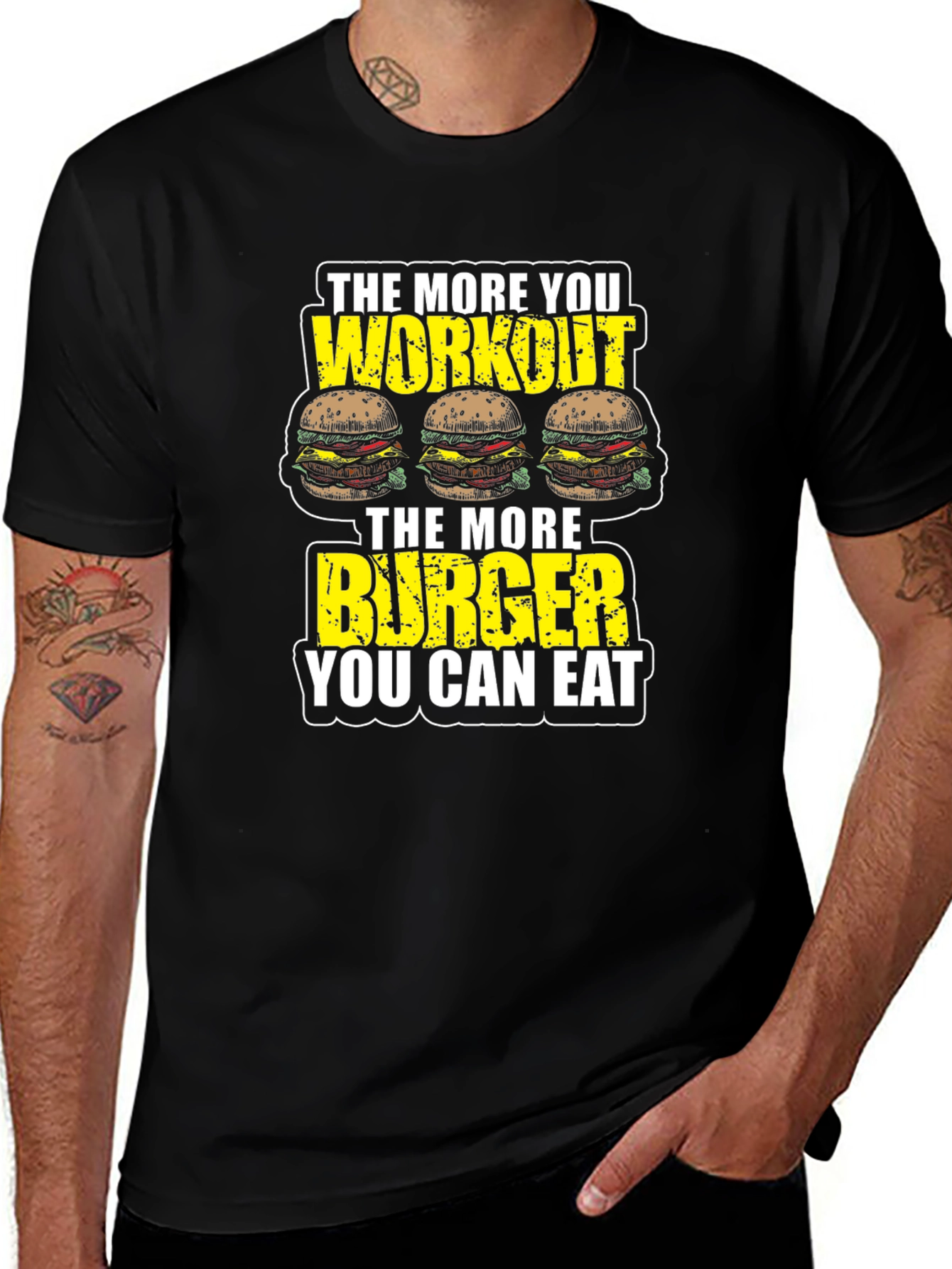 Variant 19 of Workout Burger T-Shirt - Funny Gym Motivation Tee