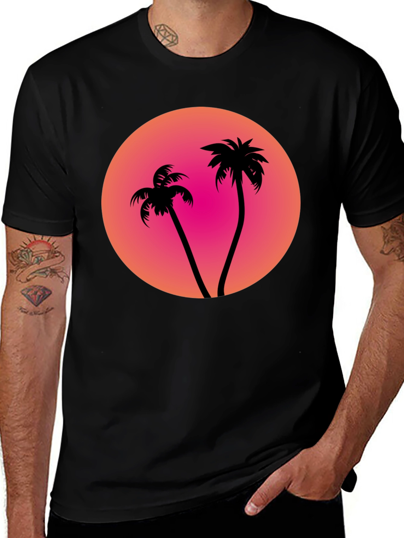 Variant 19 of Sunset Palm Tree Graphic Tee