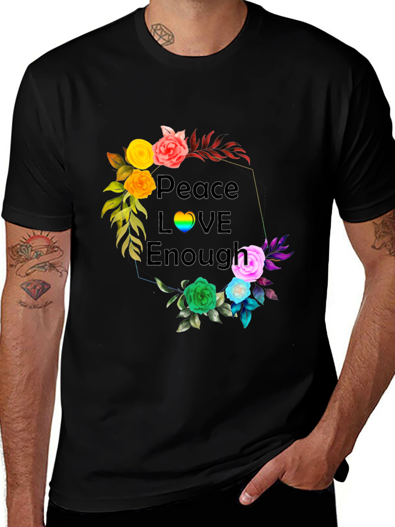 Variant 15 of Peace Love Enough Floral Graphic T-Shirt