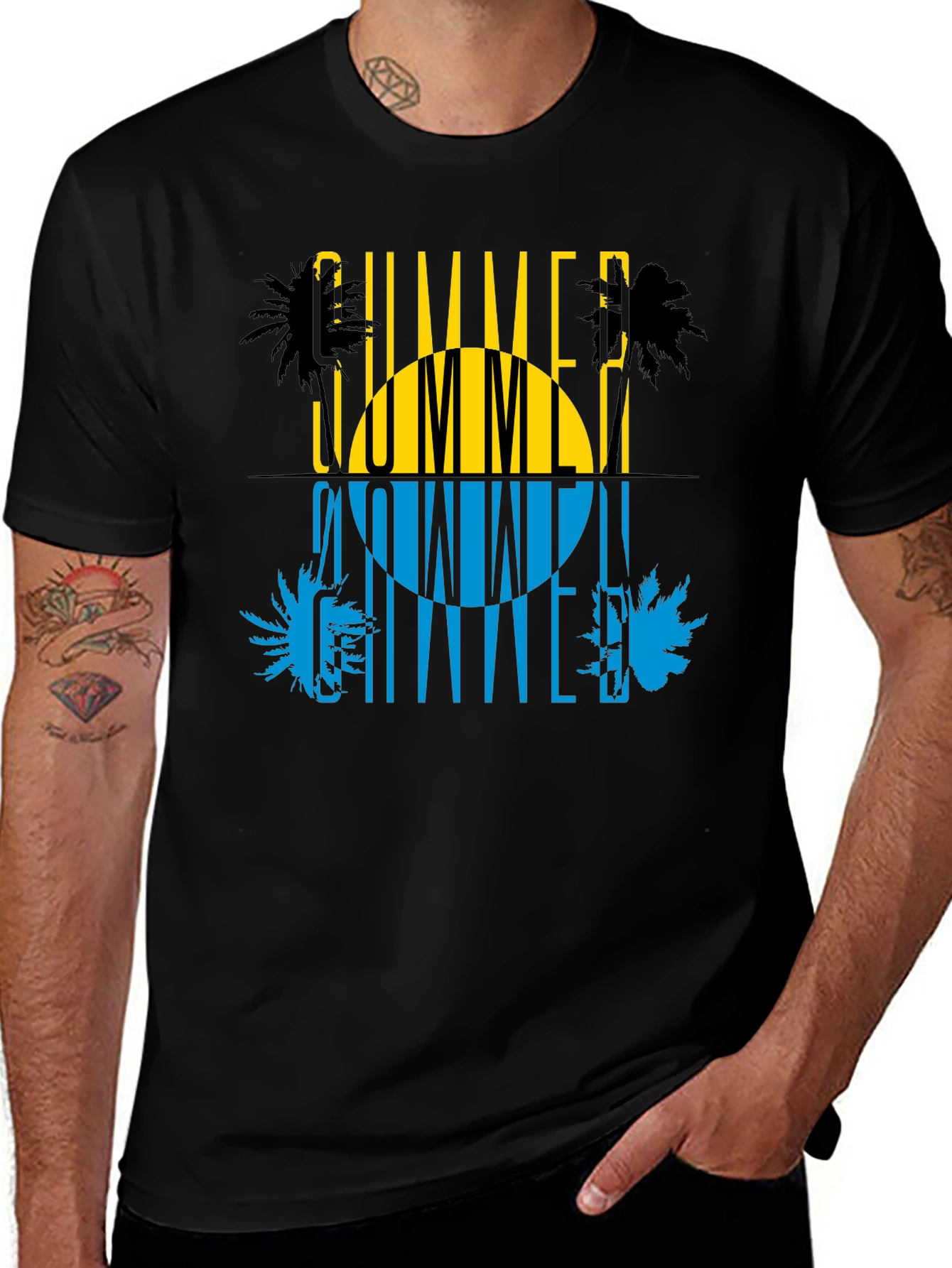 Variant 16 of Summer Time Graphic Print Black T-Shirt