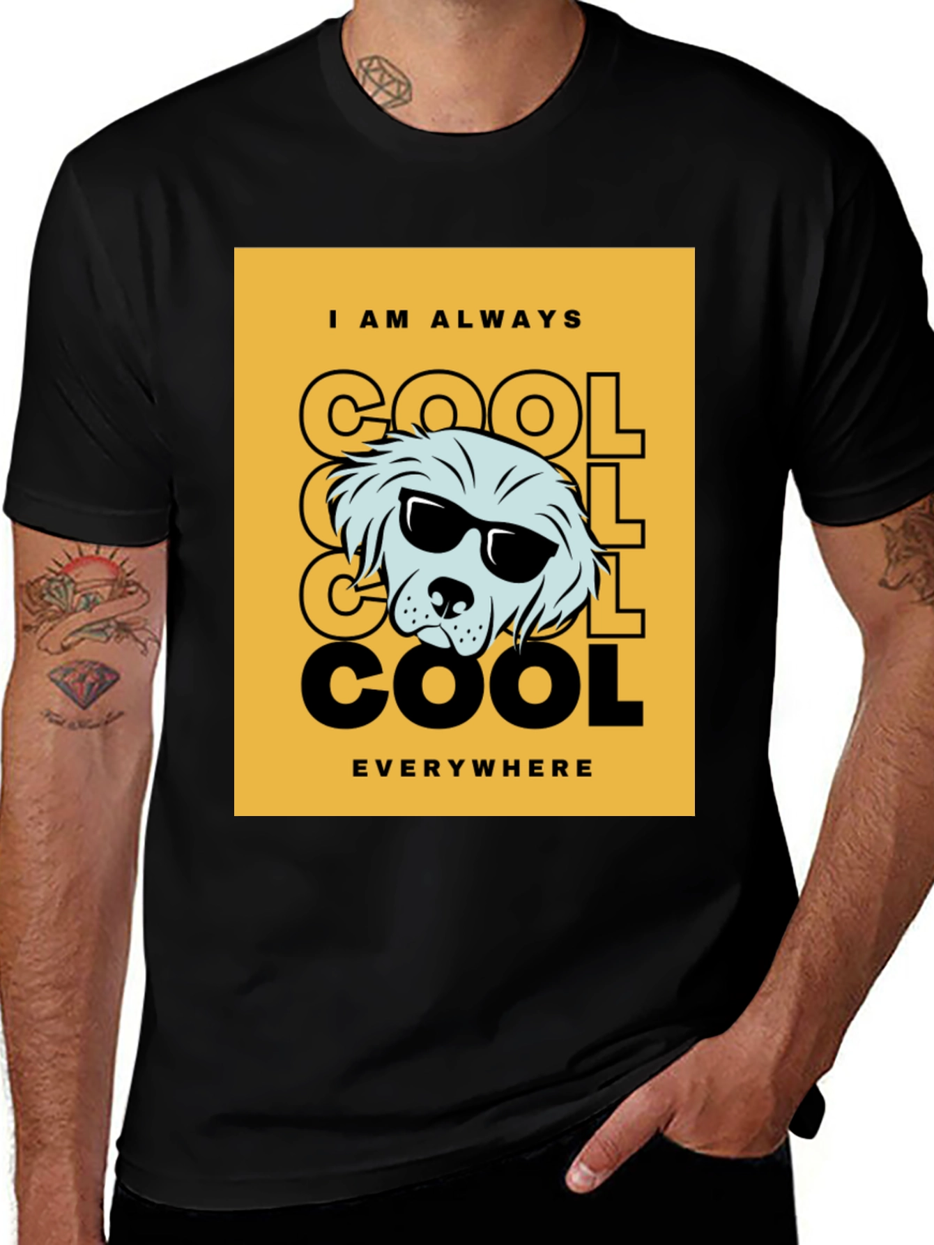 Variant 22 of Cool Dog Graphic Tee - Trendy Black T-Shirt
