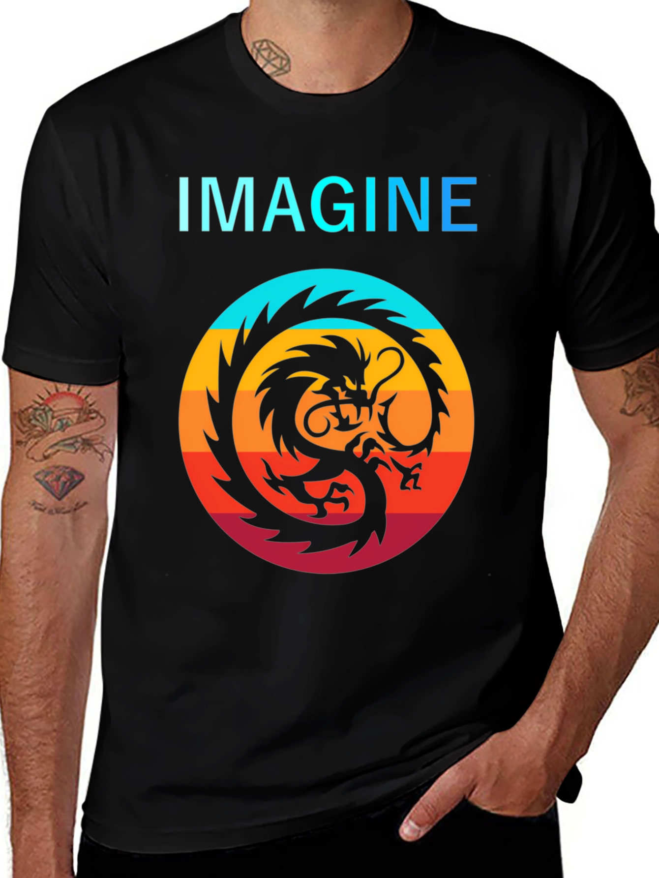 Imagine Dragon T-Shirt Black Crew Neck Graphic Tee