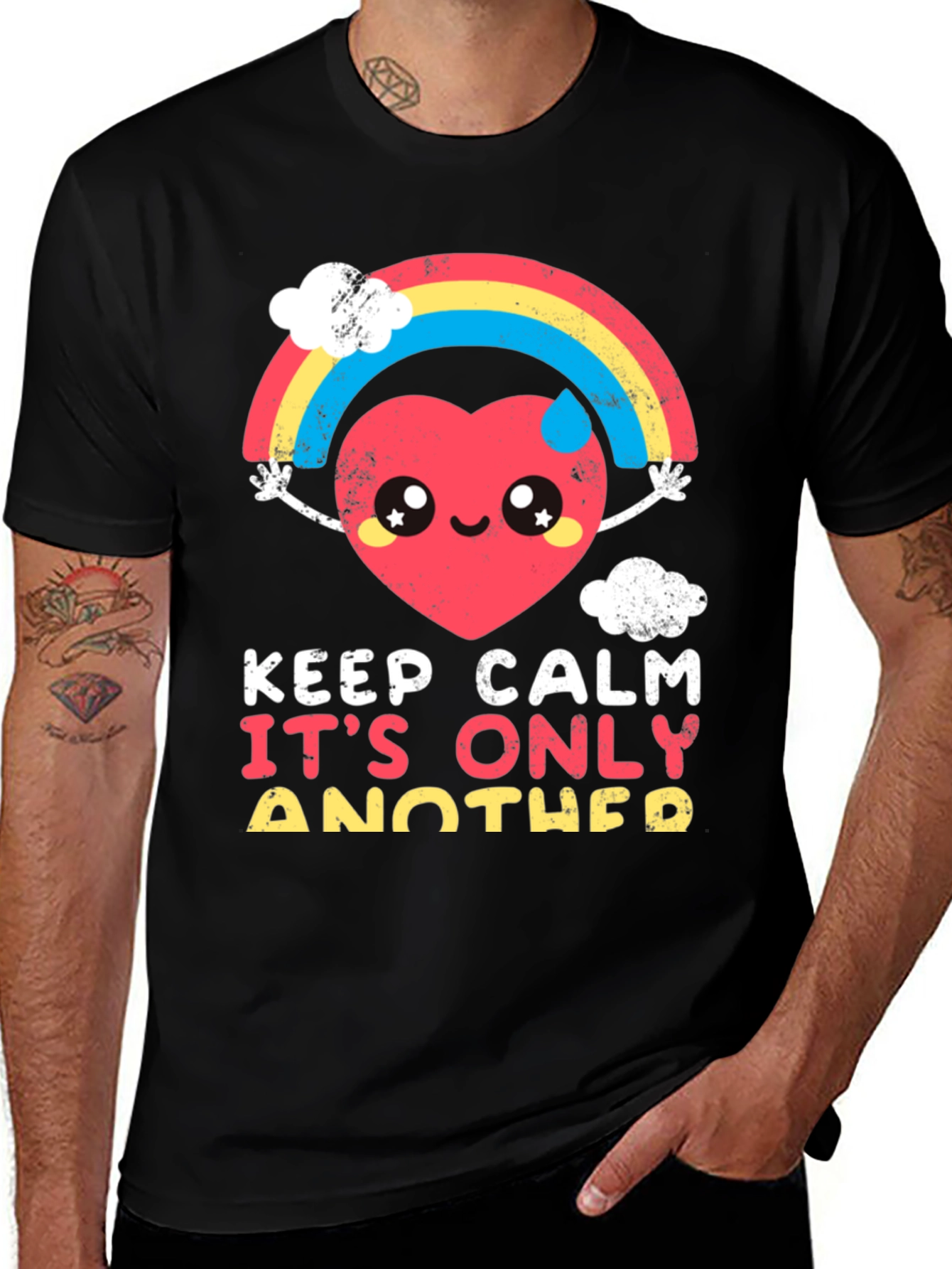 Variant 14 of Keep Calm Heart Rainbow Graphic Tee