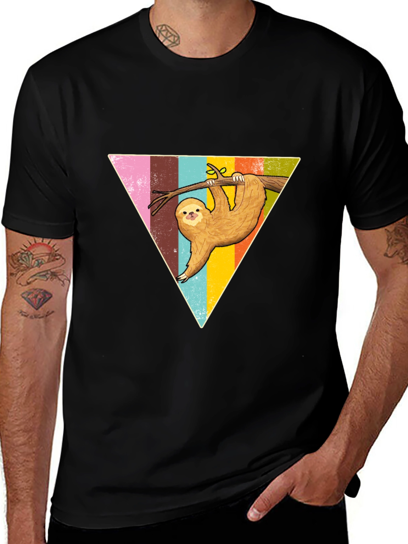 Variant 10 of Sloth Triangle Graphic Tee - Casual & Fun Style