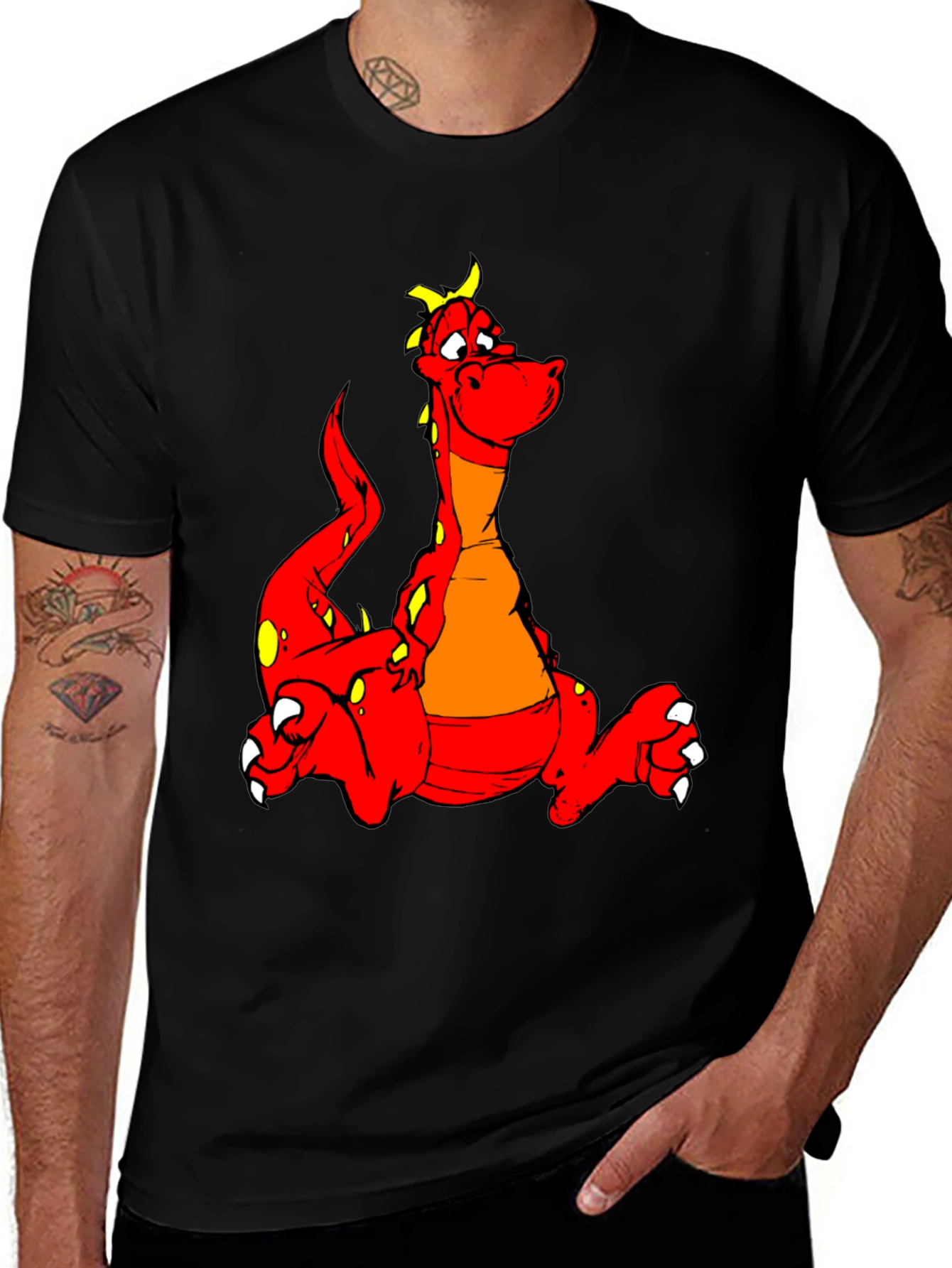 Variant 19 of Cartoon Dragon Graphic Tee - Unisex Black T-Shirt