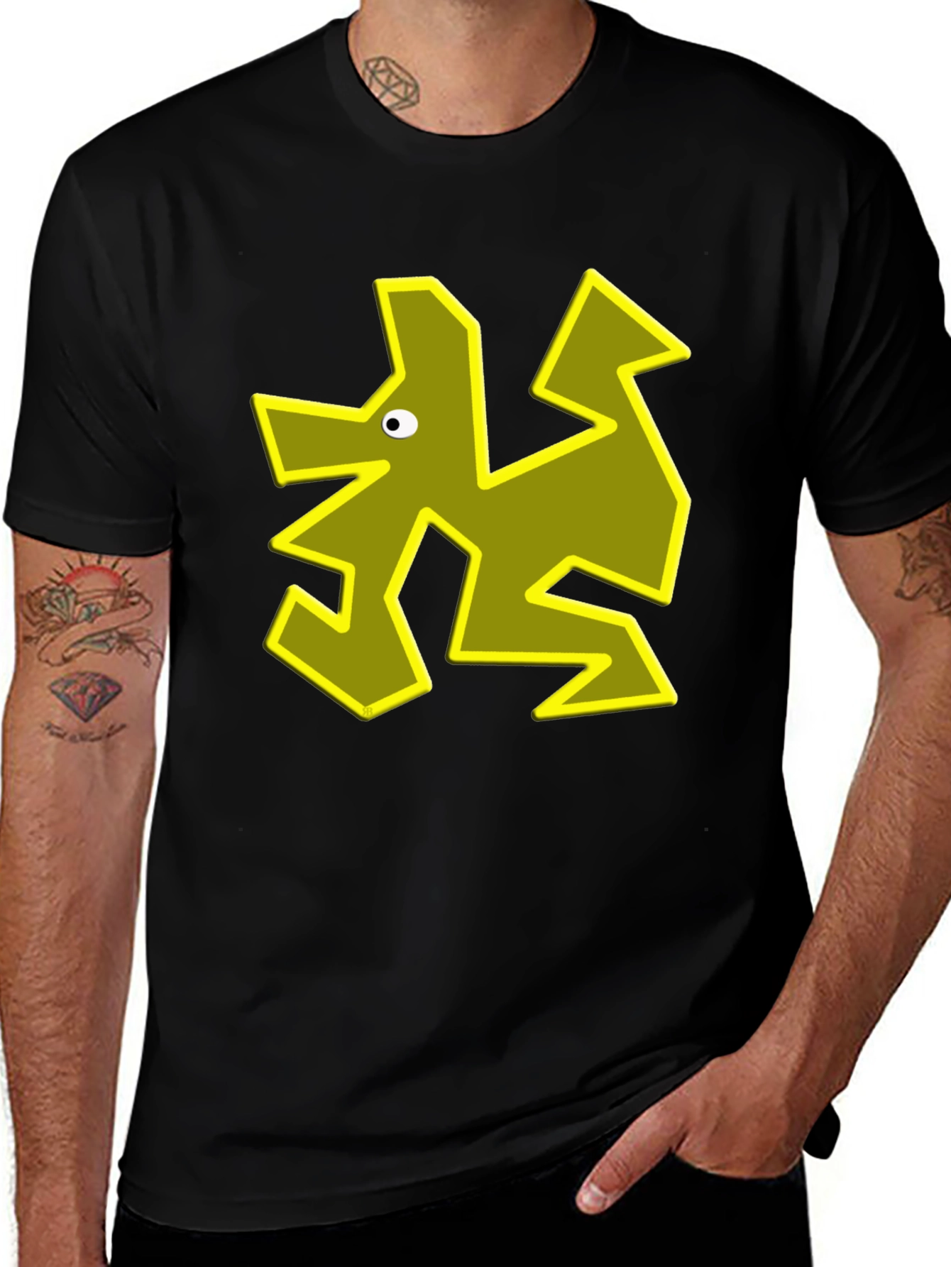 Variant 23 of Abstract Geometric Dog Graphic Tee - Black