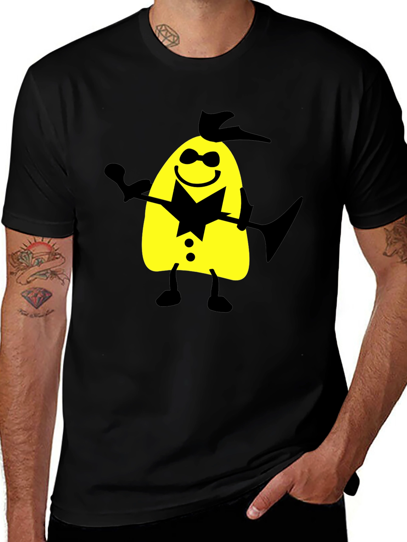 Variant 12 of Funky Cartoon Character Black T-Shirt