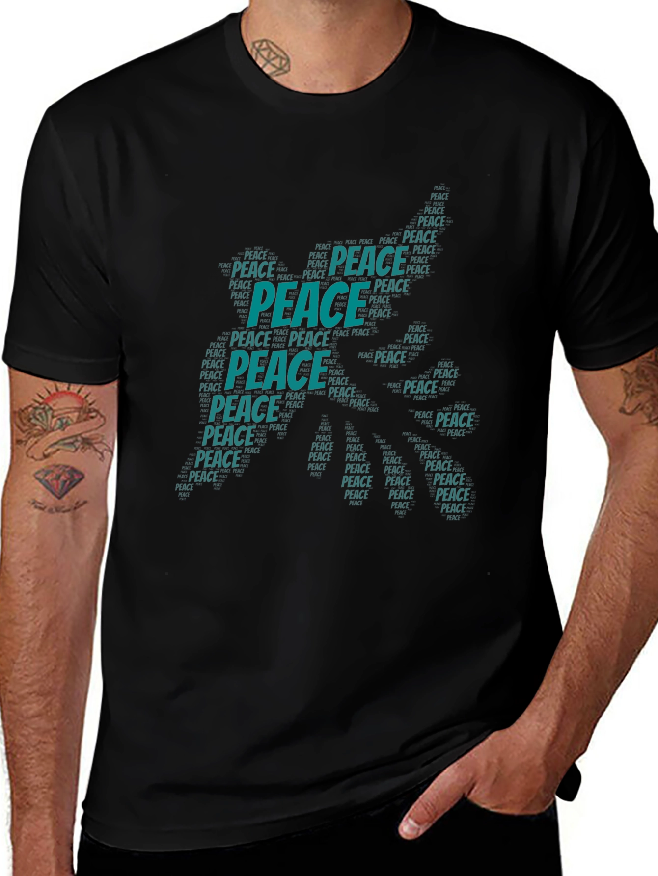 Variant 14 of Peace Word Art Graphic T-Shirt - Black