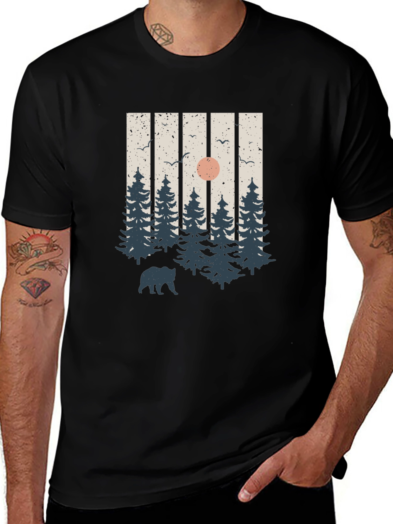 Mountain Forest Bear Graphic T-Shirt