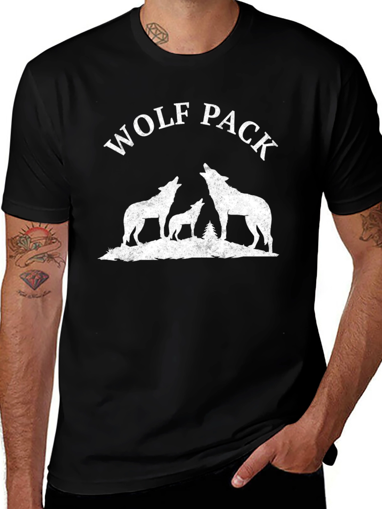 Variant 2 of Wolf Pack Graphic T-Shirt - Black