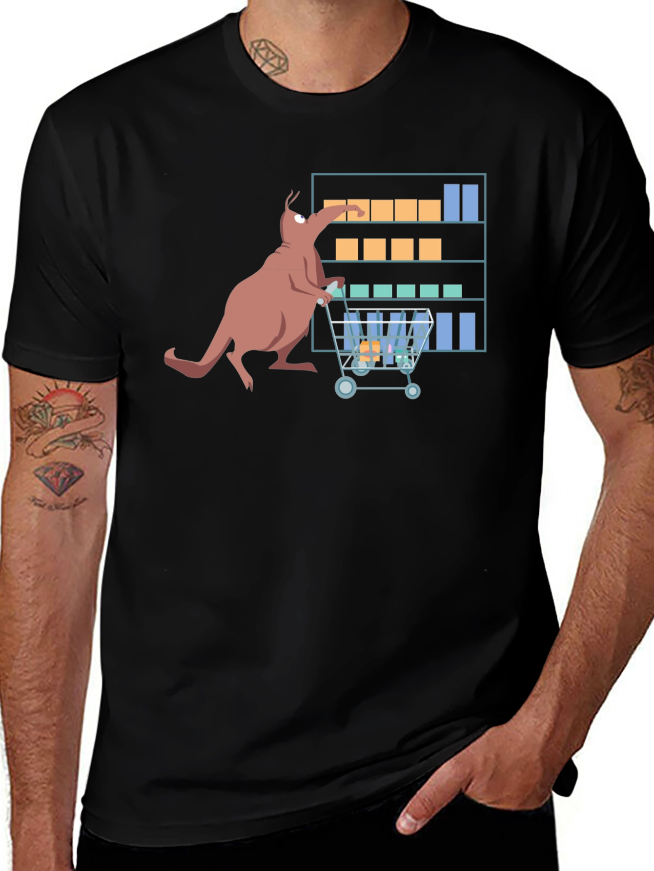 Variant 20 of Kangaroo Shopping Cartoon Graphic T-Shirt