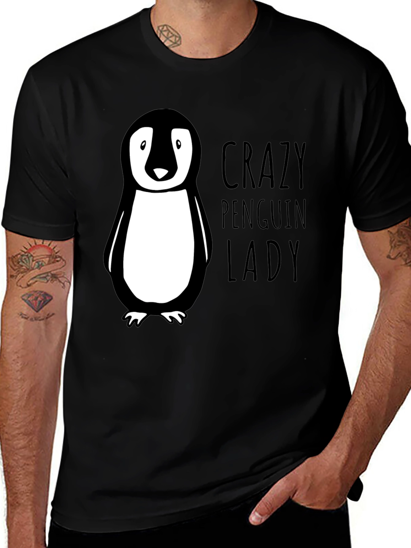 Variant 7 of Crazy Penguin Lady T-Shirt - Black