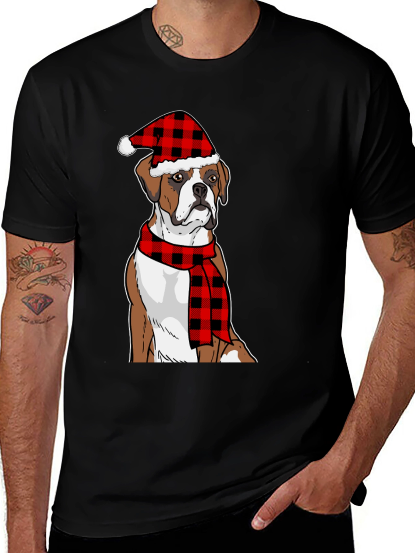 Festive Boxer Dog Graphic Tee