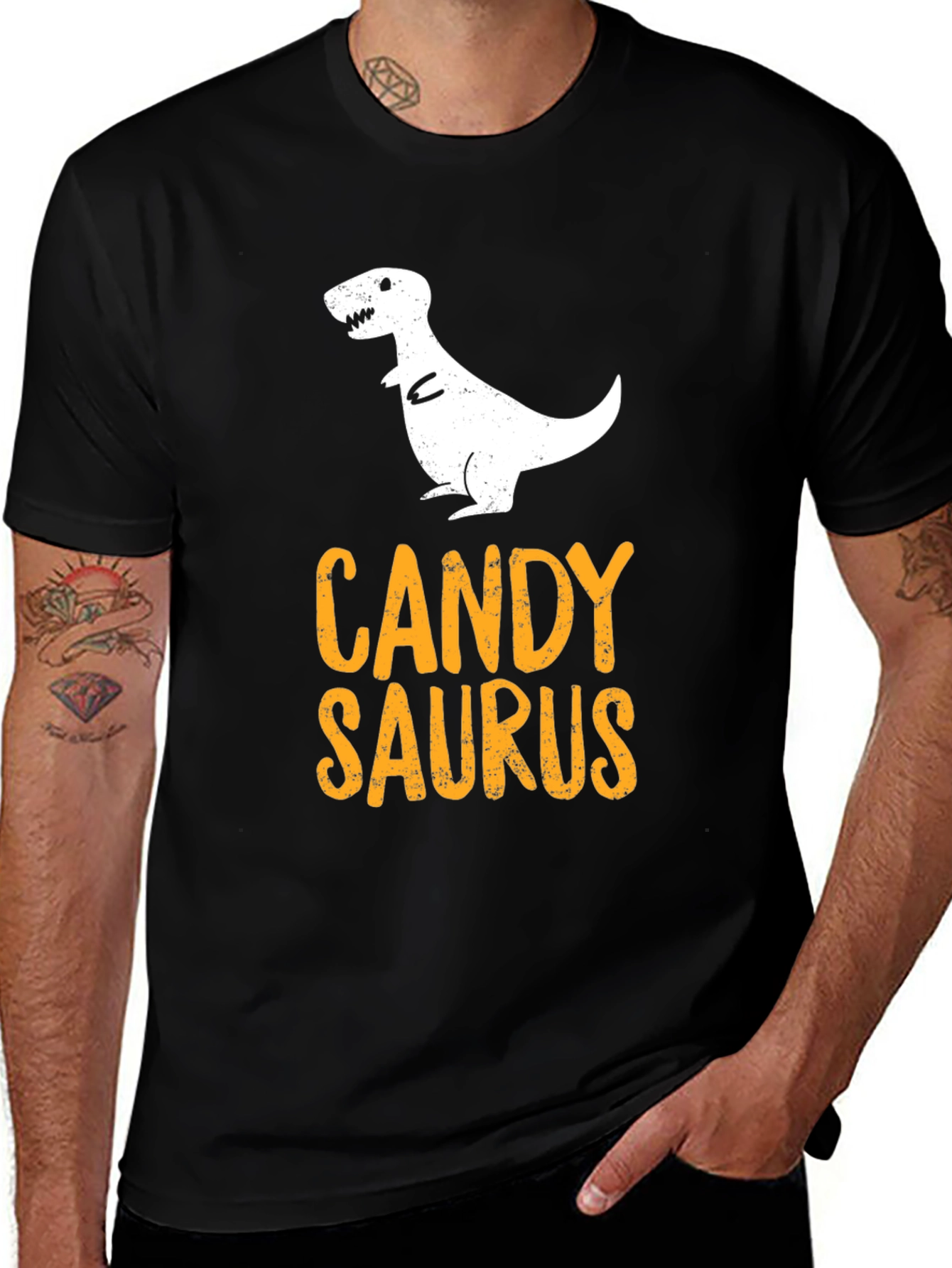 Variant 13 of Candy Saurus Black T-Shirt Dinosaur Graphic Tee