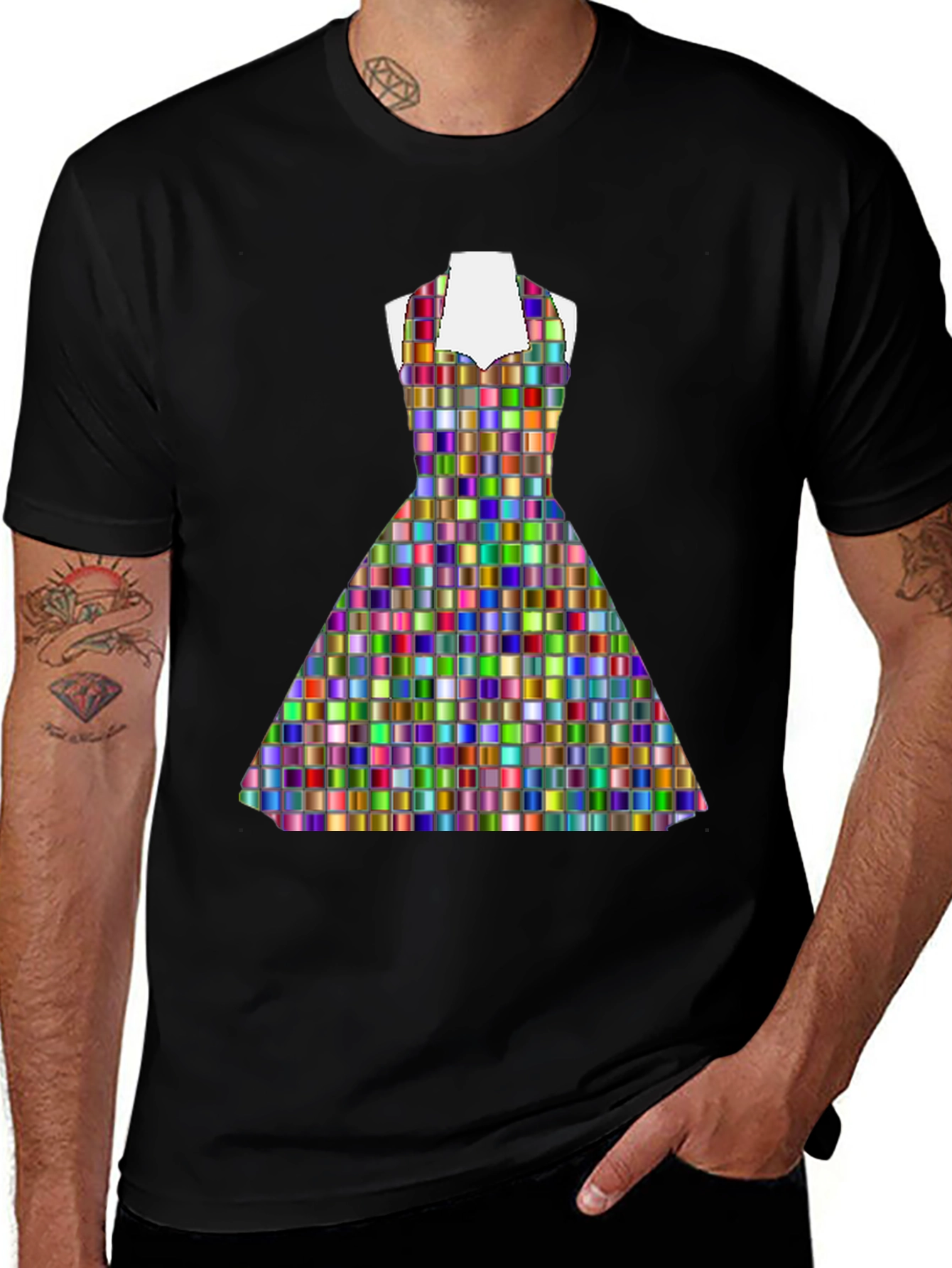 Colorful Mosaic Dress Graphic Tee Shirt