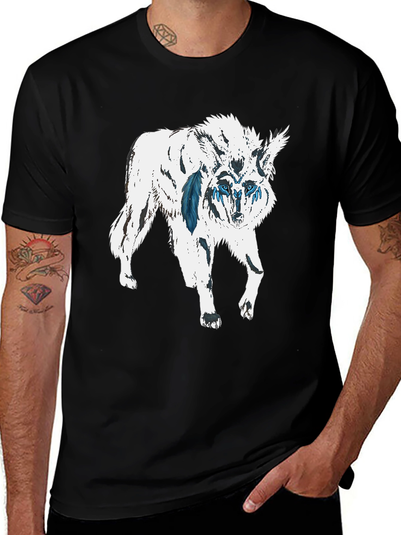 Variant 6 of Wolf Graphic Print Black T-Shirt