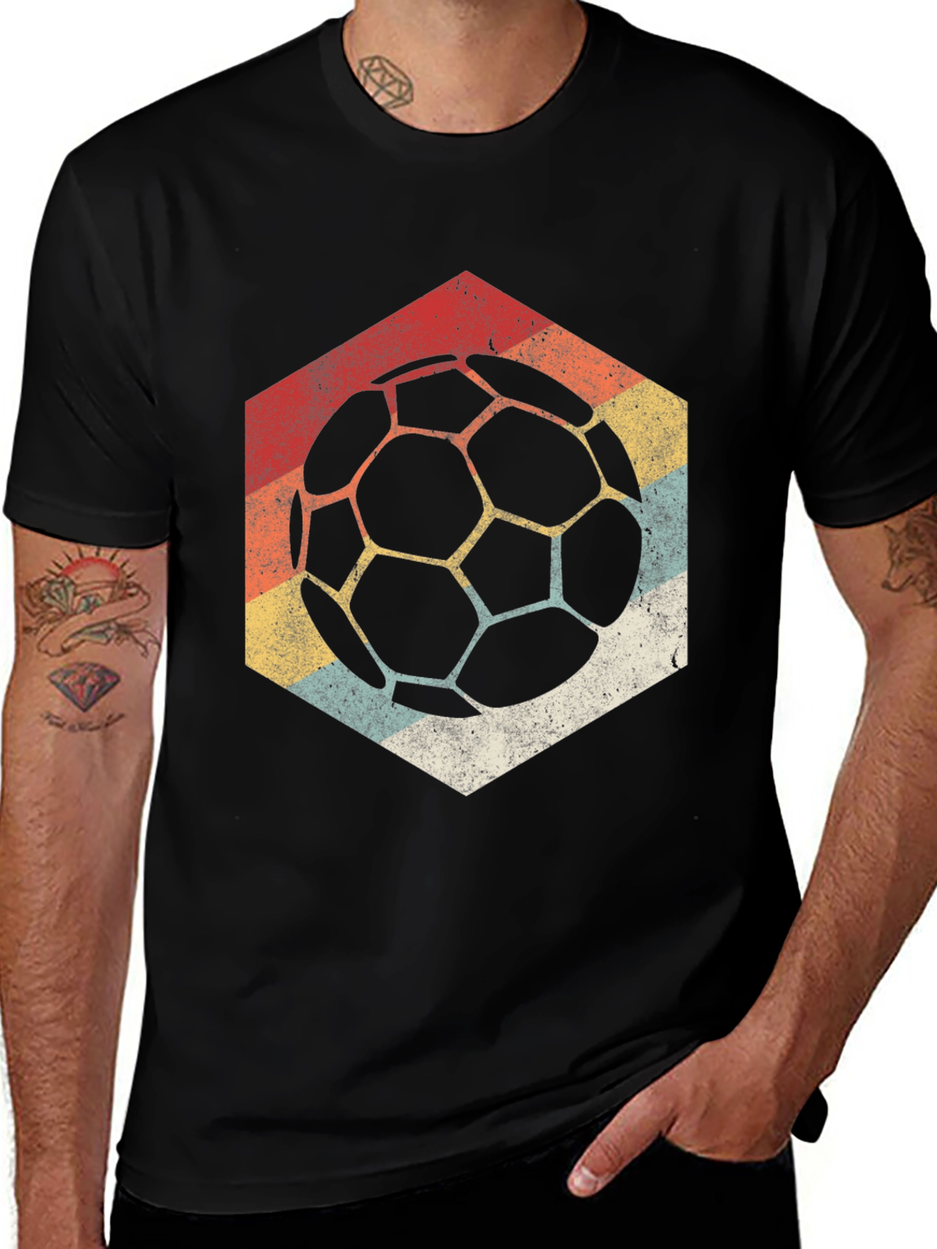 Variant 27 of Retro Soccer Ball Graphic Tee - Vintage Style T-Shirt
