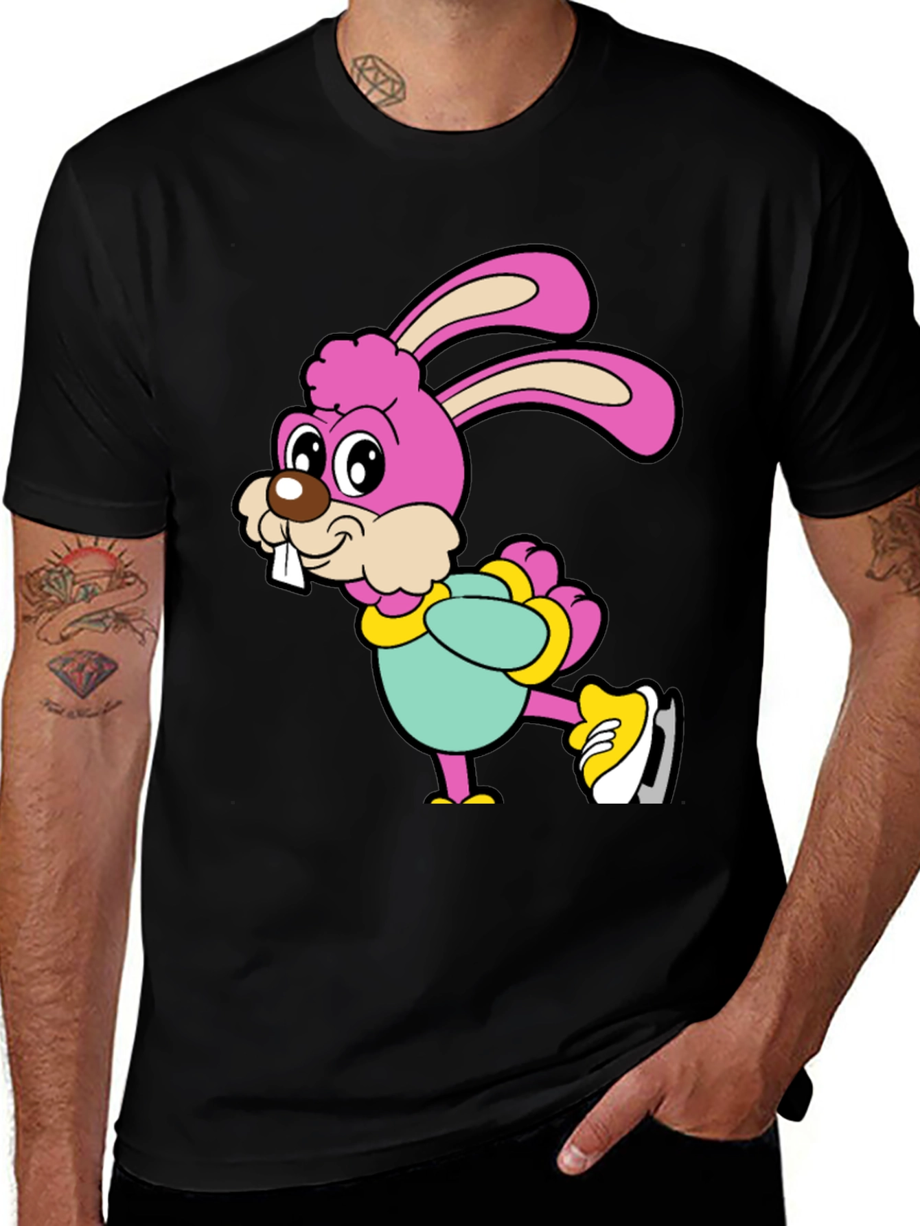 Variant 23 of Cute Bunny Ice Skating Graphic Tee - Fun Animal T-Shirt