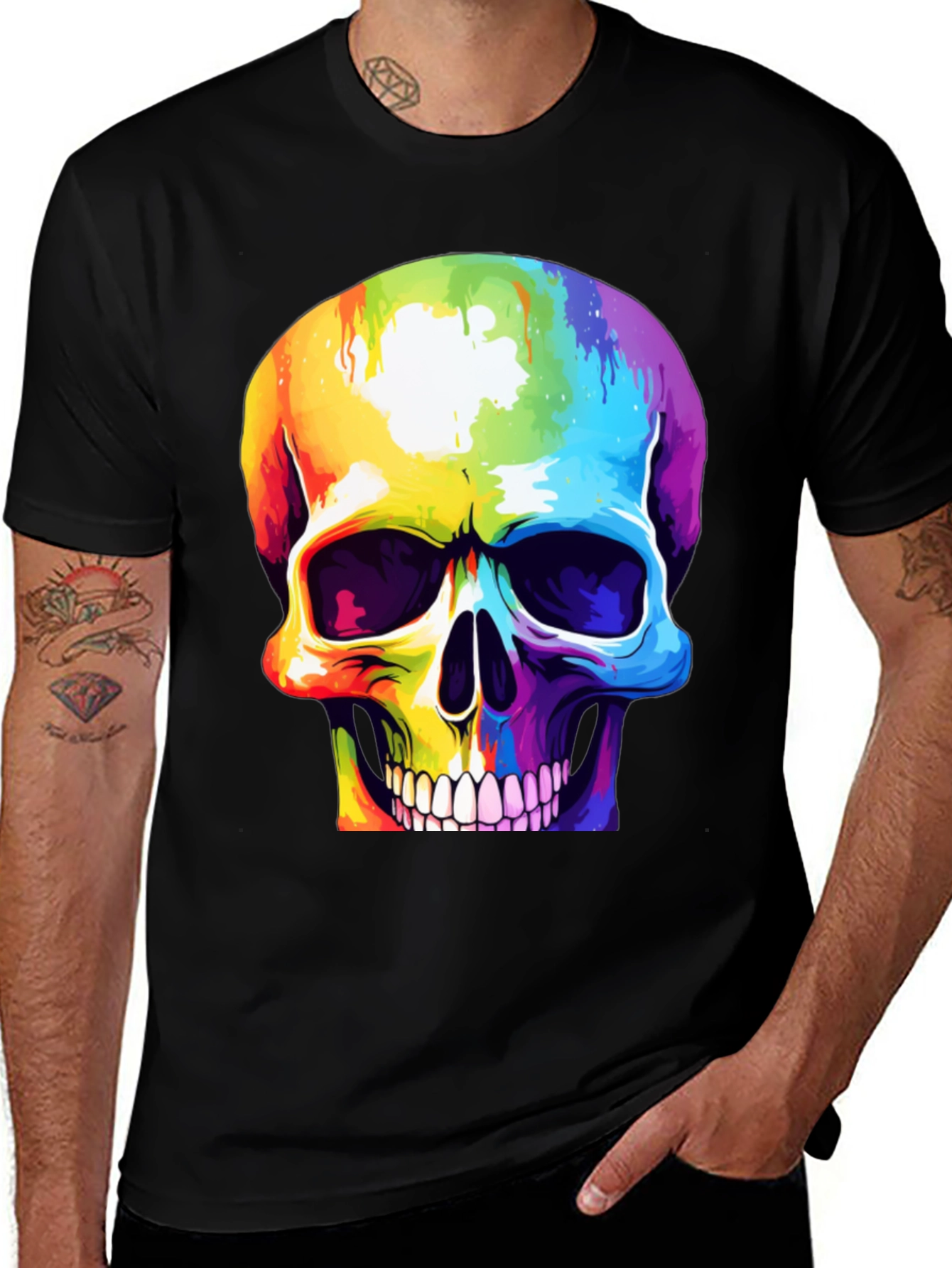 Variant 19 of Rainbow Skull Graphic Tee