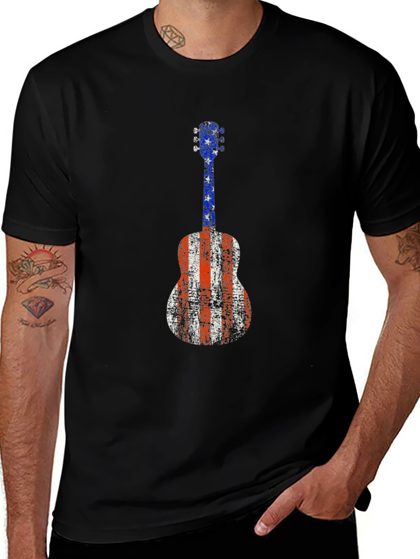 Variant 10 of American Flag Guitar Graphic Tee - Patriotic Music Shirt