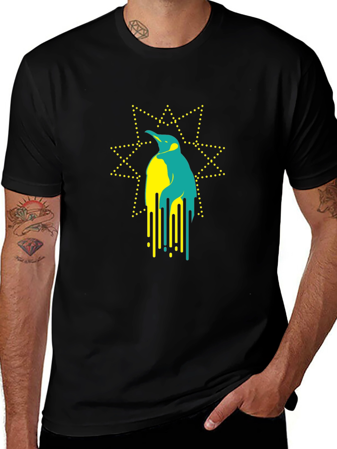 Variant 25 of Geometric Penguin Graphic Tee - Stylish Black T-Shirt